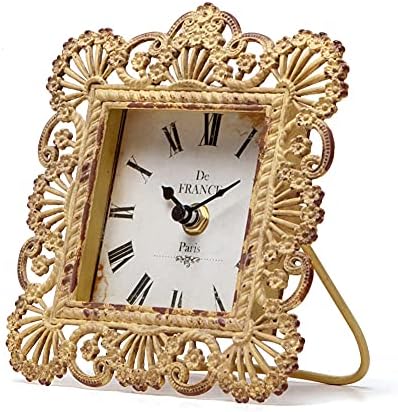 NIKKY HOME Vintage Table Clock, Non-Ticking, Battery-Operated, Yellow by NIKKYHOME