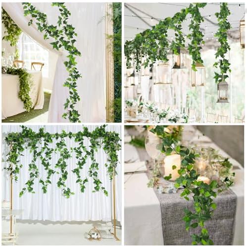 RECUTMS 6Pc Fake Vines Artificial Ivy Garland Silk Pothos Leaf Plants 6.3Ft - Image 2