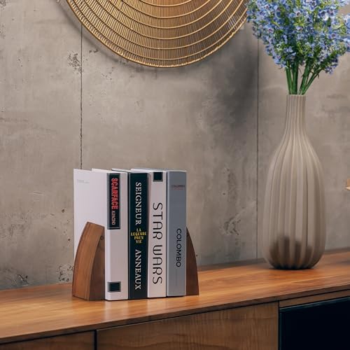 TILISMA Bookends for Heavy Books – Handmade Wood Book Ends for Shelves - Image 6