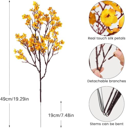 8Pcs Artificial Fall Flowers Real Touch Fake Yellow Silk Flower Decorations - Image 6