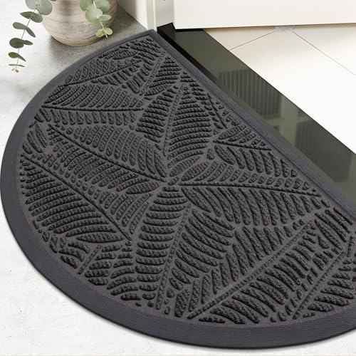 Colorxy Half Circle Waterproof Door Mat, Sturdy Rubber Doormat, 29.5x17 by Colorxy