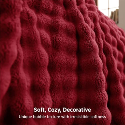 Bedsure Cloud Bubble Throw Blanket, Girls Room Decor, Red, 50"×60" - Image 3