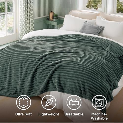 Bedsure Full Size Fleece Blankets for Bed Mallard Green 84"x90" - Image 5