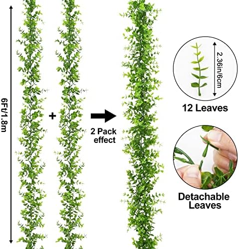 8 Pack Eucalyptus Garland 48Ft Fake Vines Artificial Greenery Garland - Image 4