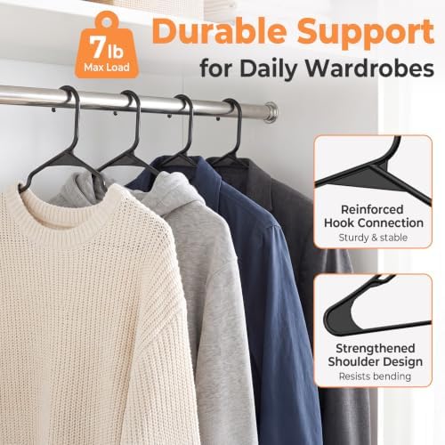 HOUSE DAY Black Plastic Hangers 16 Pack – Slim Space Saving Clothes Hangers - Image 5
