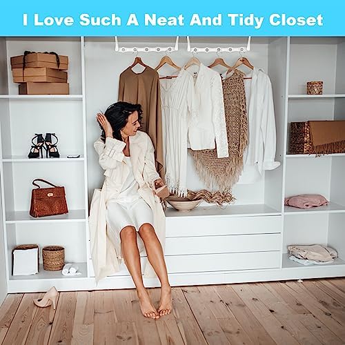 10 Pack Space Saving Hangers, Closet Organizer & Storage for Clothes, Ivory - Image 7