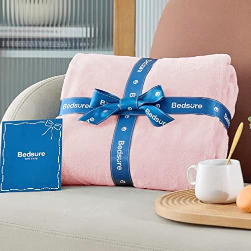 Bedsure GentleSoft Fleece Blanket Twin Size Pink - 300GSM Lightweight Plush Fuzzy Cozy Soft Valentines Blanket for Bed, Sofa, Couch, Travel, Camping, 60x80 inches - Image 6