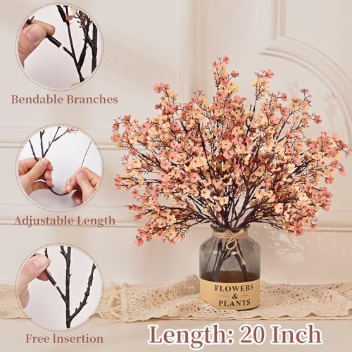 15Pcs Fall Flowers, Real Touch Babys Breath Artificial Flowers, Beige Brown - Image 4