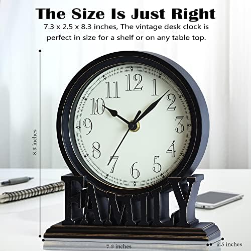 AYRELY® 6.5-Inches Table Clock, Vintage Family Non-Ticking Desk Clock, Retro Mantel Clocks for Living Room, Bedroom, Shelf, Fireplace, Farmhouse Décor (Black) - Image 5