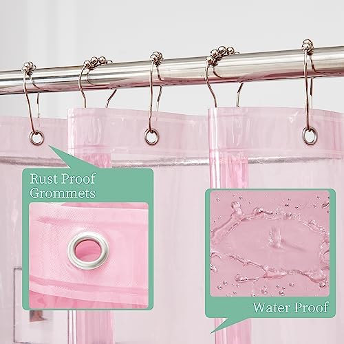 Mrs Awesome Clear Pink Shower Curtain Liner with 3 Magnets, 72x72 - Image 4