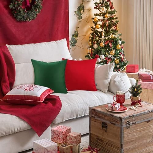 Thmyo 4-Pack 100% Cotton Comfortable Solid Decorative Throw Pillow Case Square Cushion Cover Pillowcase Sublimation Blank Pillow Covers DIY Throw Pillowcase for Couch Sofa Bed(22x22inch/ 55x55cm,Red) - Image 3
