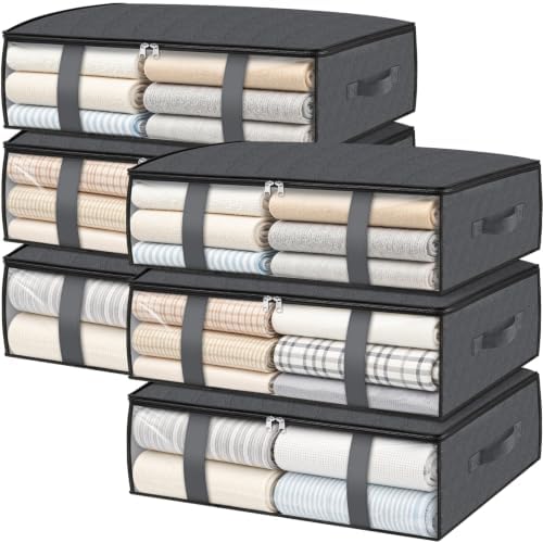 6 Pack Storage Bags, 40L Clothes Storage Containers, Storage Bins, Gray by StorageRight