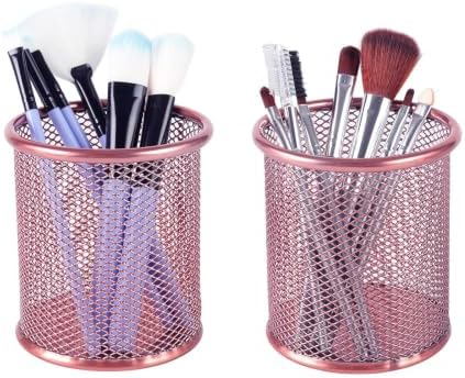 PAG-Mass Pencil Holder for Desk, 2 Pack Desktop Pen Cup, Office Supplies Rose Gold Desk Organizers and Accessories Organization, Makeup Brush Holder, Copper - Image 2