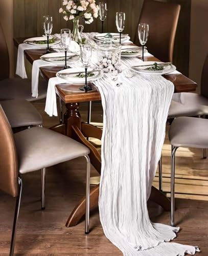 12Pack White Cheesecloth Table Runner 20x120inch Gauze Table Runners - Image 2