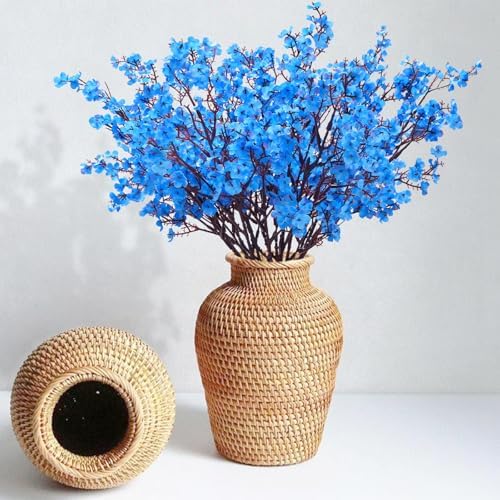 5 Pcs Fake Flowers, Real Touch Babys Breath Artificial Flowers, Blue - Image 5