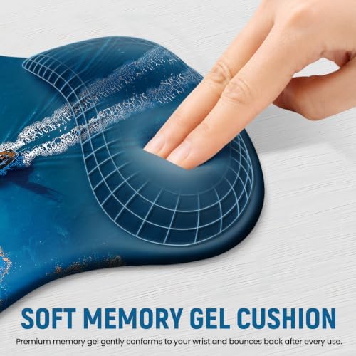 Ergonomic Mouse Pad with Wrist Rest, Gel Wrist Support, Coastal - Image 3