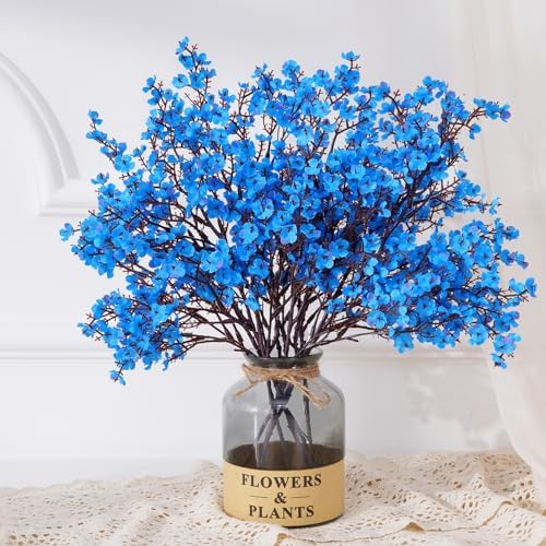 5 Pcs Fake Flowers, Real Touch Babys Breath Artificial Flowers, Blue by Yastouay