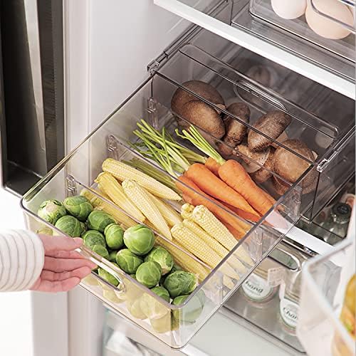 LALASTAR Refrigerator Organizer Bin with Pull-out Drawer, Large Fridge Organizer and Storage Clear, Stackable Pantry Organizer with Handle, BPA Free, 1 Pack, 6.34QT by TheHouseofCoshonwol