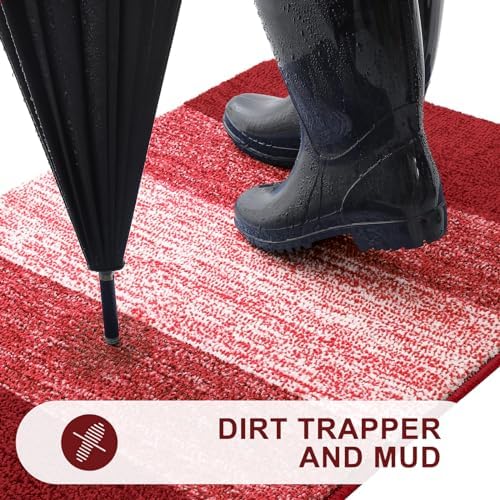 Kitinjoy Indoor Outdoor Door Mat, 32x20 Non-Slip Dirt Trapper Doormats - Image 2