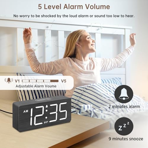 DreamSky Wooden Digital Alarm Clock for Bedroom with Large Numbers - Image 3
