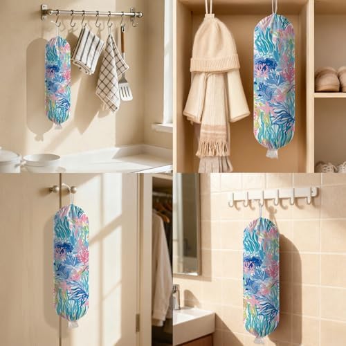 Plastic Bag Holder Dispenser, Plants Plastic Grocery Bag Organizer & Wall Mount Paper Trash Bag Saver Storage for Kitchen Home Pantry Decor, Shopping Bags Storage Dispenser - Image 7