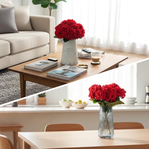 CEWOR Artificial Geraniums Flowers for Outdoors Realistic Silk Flowers Red - Image 7