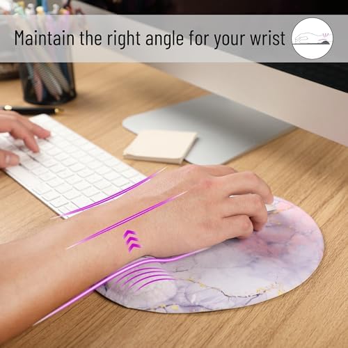 Mr. Pen- Ergonomic Mouse Pad with Wrist Rest, Pink Marble Luxe Design - Image 2