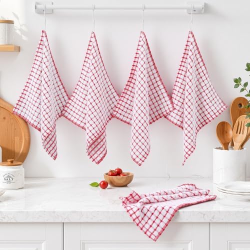 Homaxy 8 Pack Terry Kitchen Dish Cloths, 12"x12", Red - Image 6
