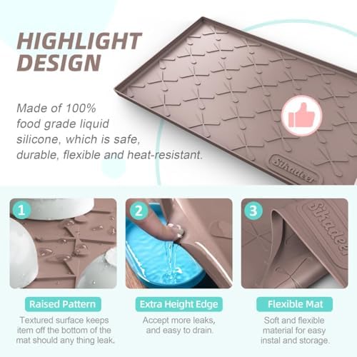 SIKADEER Waterproof Under Sink Mat Silicone 25"x19", Kitchen Cabinet Liner - Image 5