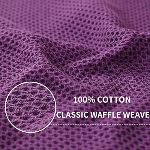 Homaxy 100% Cotton Waffle Weave Kitchen Dish Cloths 6-Pack, Purple - Image 2