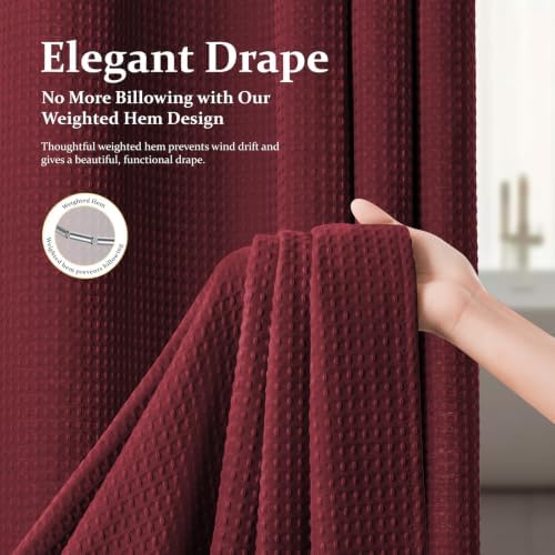 Dynamene Extra Long Waffle Shower Curtain 256 GSM Fabric 72"x84" Burgundy - Image 4