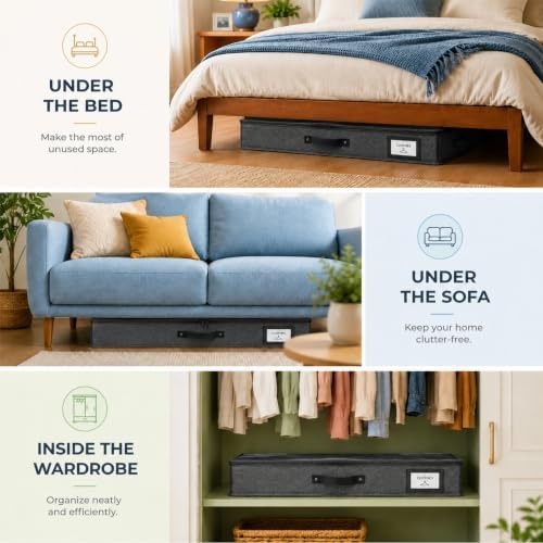 HOMELUX THEORY Under Bed Storage, Large 2pc with Lid, Dark Gray - Image 5
