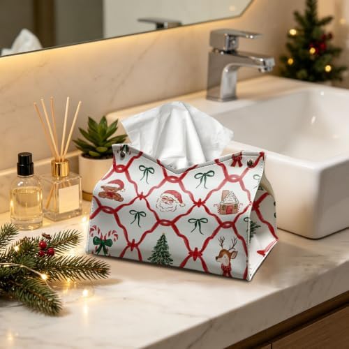 UTELKA Christmas Tissue Box Cover Rectangle, Santa Tissue Holder for Desk - Image 5