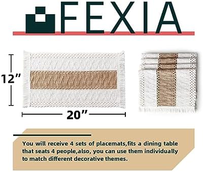 FEXIA Boho Placemats Set of 4, Macrame Table Mats Farmhouse Dining Decor - Image 2