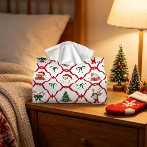 UTELKA Christmas Tissue Box Cover Rectangle, Santa Tissue Holder for Desk - Image 7