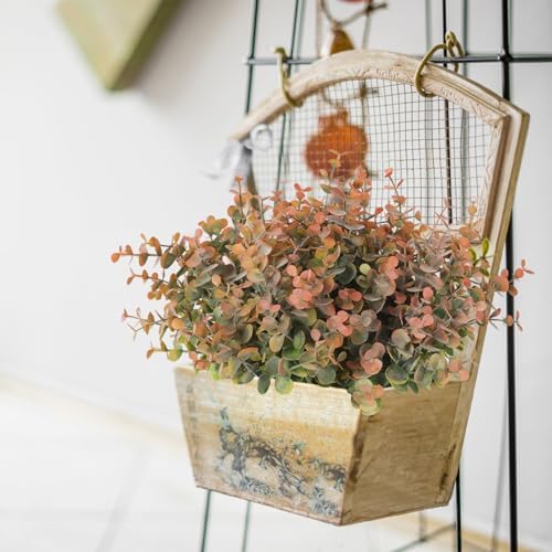 RECUTMS 12 Bundles Artificial Fall Eucalyptus Plant Stems 13In Dusty Orange - Image 7