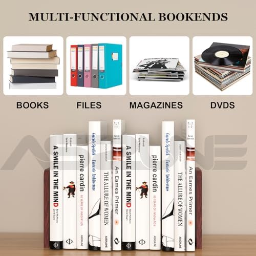Book Ends 4Pair Wooden Heavy Duty Non Slip Book for Shelf Books & Media - Image 6