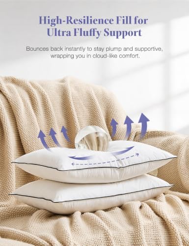 Feather Down Throw Pillow Inserts 18x18in 2‑Pack White - Image 3