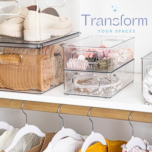 primebox 6 Pack Clear Plastic Organizing Container with Integraged Handles for Home Organization for Kitchen, Pantry, Fridge, Freezer, Cabinet,Bathroom, Stackable. 10"x6"x3" - Image 5