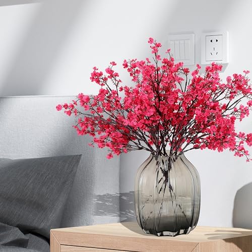 JAKY-Global 6pcs Babys Breath Artificial Flowers Gypsophila Bouquet Bulk Fake Spring Silk Small Flowers Real Touch Faux Floral for Home Bedroom Kitchen Garden Wedding Christmas Party DIY Decor (Rose) - Image 6