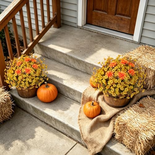 Hrobek Artificial Mums for Outdoors Planter Silk Fake Flower for Fall Decor - Image 6