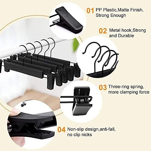 Pants Hangers with Clips, Skirt Hangers, 10 Pack, Black - Image 3