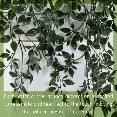 Fake Hanging Plant with Pot Small Artificial Potted Vine Plants 28.7-in Long Faux drooping Foliage Plants for Shelf Home Office Indoor Outdoor Garden Greenery Decor (Black Pot) - Image 4