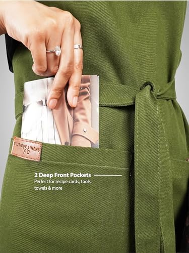 100% Cotton Kitchen Apron with 2 Pockets – Adjustable Chef Apron for Cooking Baking BBQ – Unisex Apron - Image 4
