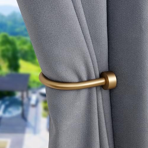 Drapery Holdback,Matte Black Metal Window Curtain Holdback (Warm Gold) - Image 2