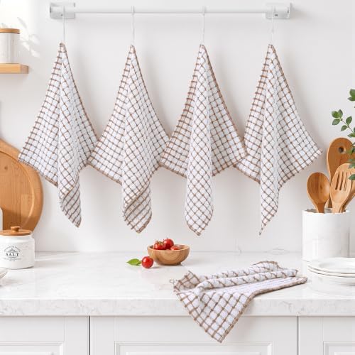 Homaxy 16 Pack Terry Kitchen Dish Cloths, 12"x12", Brown - Image 6