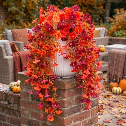 FULLMUSIC Autumn Artificial Flowers for Outdoor (Brown red) by WelcometotheFULLMUSICstor