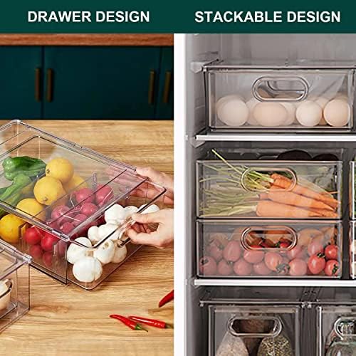 LALASTAR Refrigerator Organizer Bin with Pull-out Drawer, Large Fridge Organizer and Storage Clear, Stackable Pantry Organizer with Handle, BPA Free, 1 Pack, 6.34QT - Image 4