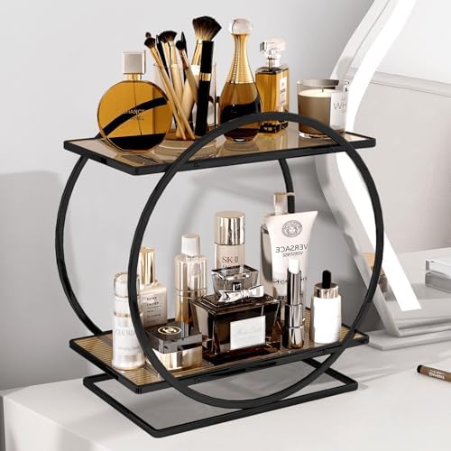 Bathroom Countertop Organizer, Black Perfume Organizer for Dresser by YIWANFW