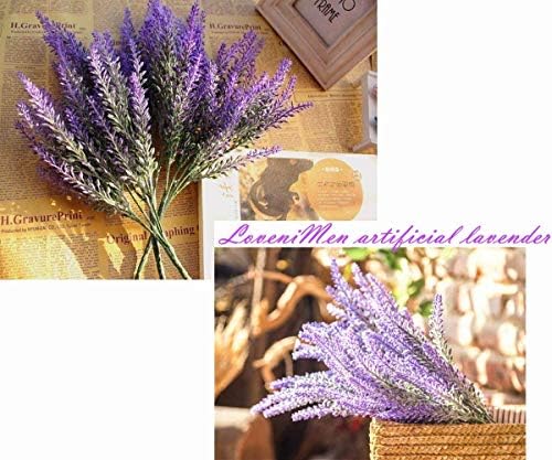 Artificial Lavender Flowers Bouquet in Purple, Fake Plants Christmas Decorations Ornaments for Home Decor Wedding Garden Office Patio Decoration Party Arrangement Outdoor Indoor - 8 pcs - Image 4